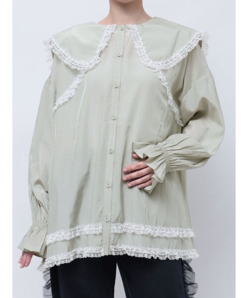 merry jenny（メリージェニー）の「サテンフリルブラウス（シャツ/ブラウス・レディース・グリーン・F）」の13枚目の写真