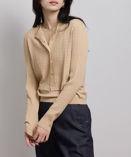 ROPE'(ロペ)の「ミニケーブルセパレートカーディガン(アンサンブル)/ イージーケア(カーディガン/ボレロ・レディース・ベージュ/ピンク系・F)」の10枚目の写真