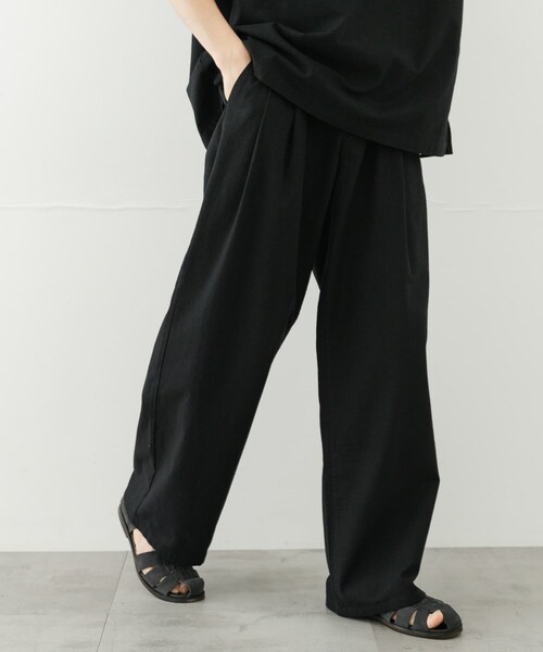 SENSE OF PLACE by URBAN RESEARCH（センスオブプレイスバイアーバンリサーチ）の「ドライタッチワイドパンツ（その他パンツ・メンズ・BLACK/GREIGE/GREEN・M/L）」の9枚目の写真