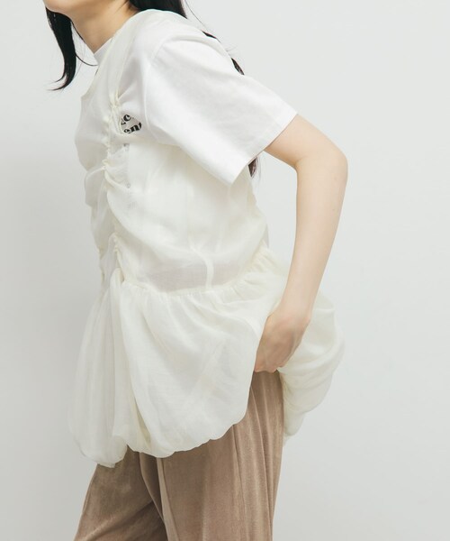 KBF（ケイビーエフ）の「ドロストバルーンスリーブレストップス（チュニック・レディース・IVORY/MAUVE GRAY/BLACK・one）」の6枚目の写真