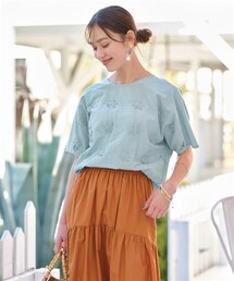 nissen | 大きいサイズゆるシルエットレース切替プルオーバー(Tシャツ/カットソー)