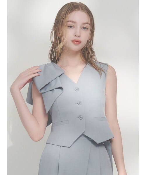 dazzlin（ダズリン）の「【セットアップ対応】ショルダーリボンジレ（その他トップス・レディース・アイボリー/グレー/ベージュ・S/M）」の19枚目の写真