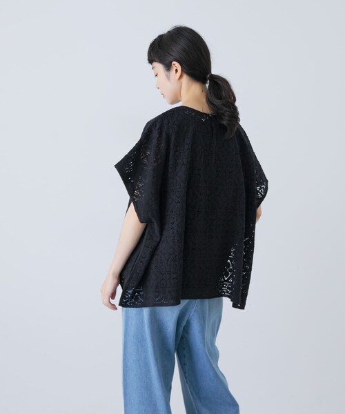 かぐれ(カグレ)の「コットンレースポンチョプルオーバー(Tシャツ/カットソー・レディース・OFF/BLACK・FREE)」の22枚目の写真