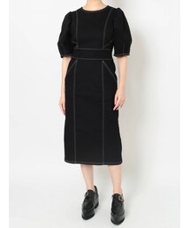 MURUA | ギャザースリーブステッチワンピース(ワンピース)