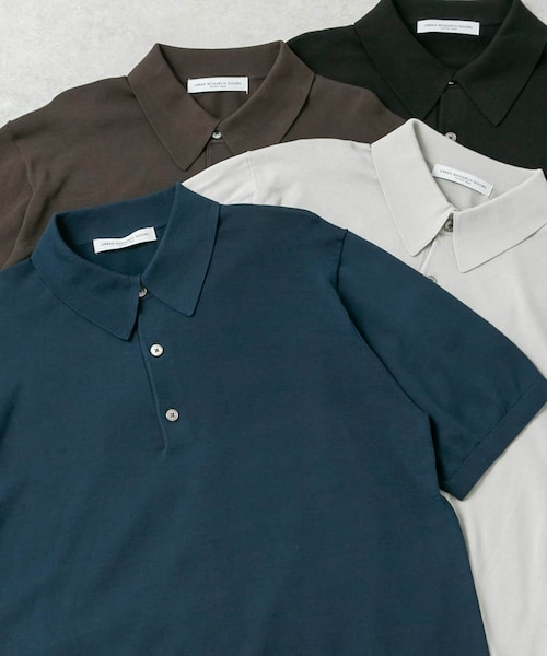 URBAN RESEARCH DOORS（アーバンリサーチドアーズ）の「LIFE STYLE TAILOR　ハイゲージ半袖ニットポロシャツ（シャツ/ブラウス・メンズ・IVORY/BLACK/NAVY BLUE/GRAY BROWN・M/L）」の4枚目の写真