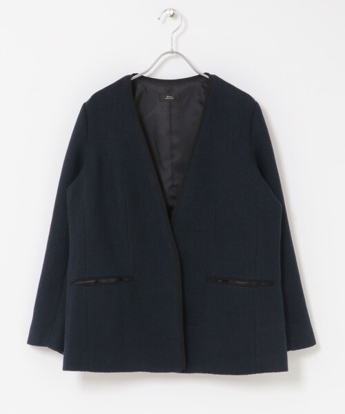 URBAN RESEARCH DOORS(アーバンリサーチドアーズ)の「ツィードVネックロングジャケット(その他アウター・レディース・OFF×BLK/NAVY・Free)」の20枚目の写真