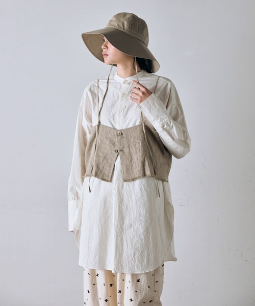 かぐれ（カグレ）の「コットンチュニックシャツ（シャツ/ブラウス・レディース・OFF/L/GRAY・Free）」の8枚目の写真