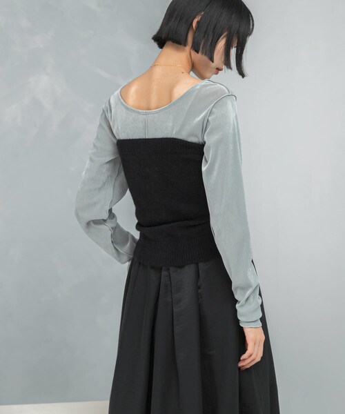 URBAN RESEARCH ROSSO（アーバンリサーチロッソ）の「エアリーニットボタンデザインビスチェ（ニット/セーター・レディース・GRAY/BLACK・Free）」の6枚目の写真