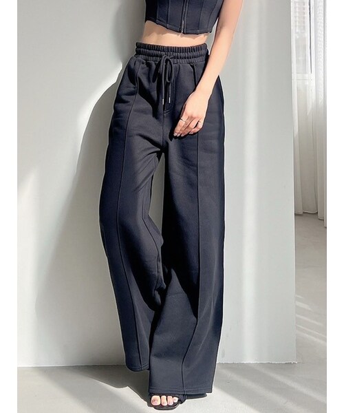 RESEXXY（リゼクシー）の「スウェットワイドパンツ【セットアップ着用可能】（スウェットパンツ・レディース・ライトグレー/チャコールグレー/ブラック・F）」の3枚目の写真
