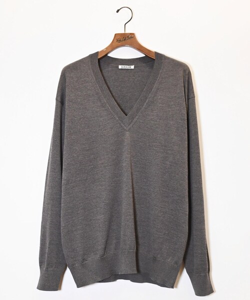 トップス AURALEE SUPER HIGH GAUGE WOOL KNIT VNECK AURALEE】SUPER HIGH GAUGE WOOL KNIT V-NECK P/O 【公式通販】
