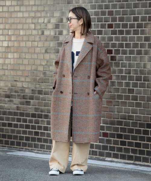 URBAN RESEARCH DOORS(アーバンリサーチドアーズ)の「FORK&SPOON チェックダブルコート(チェスターコート・レディース・BRNCHK/CHCCHK・1)」の10枚目の写真