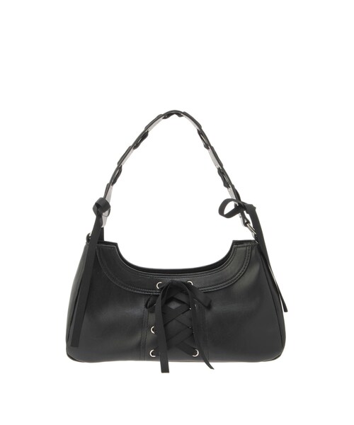 jouetie（ジュエティ）の「レースアップリボンハンドバッグ（ハンドバッグ・レディース・ブラック/ボルドー/シルバー・F）」の2枚目の写真