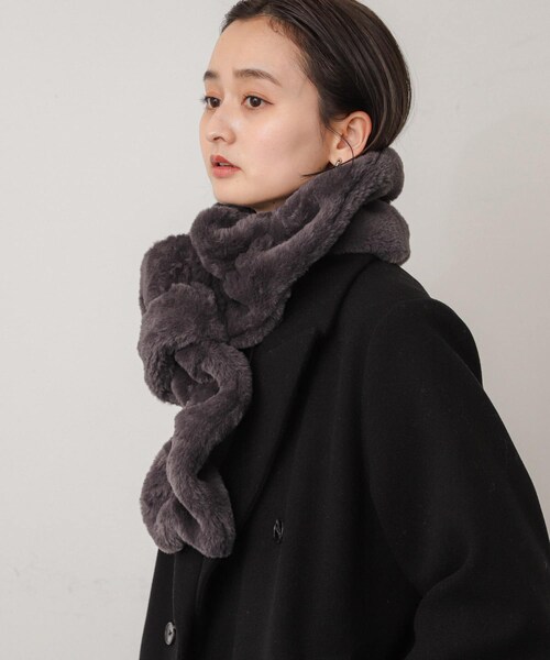 SENSE OF PLACE by URBAN RESEARCH(センスオブプレイスバイアーバンリサーチ)の「ウェーブティペット(マフラー・レディース・IVORY/CHARCOAL/BROWN・one)」の2枚目の写真