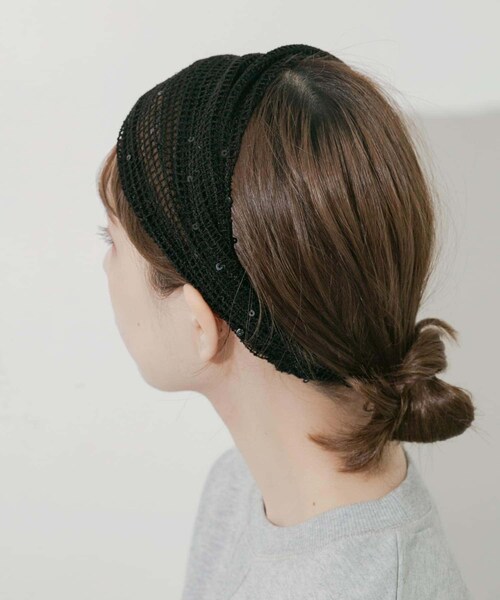 SMELLY（スメリー）の「スパンコールメッシュヘアターバン（ヘアバンド・レディース・BLK・-）」の6枚目の写真