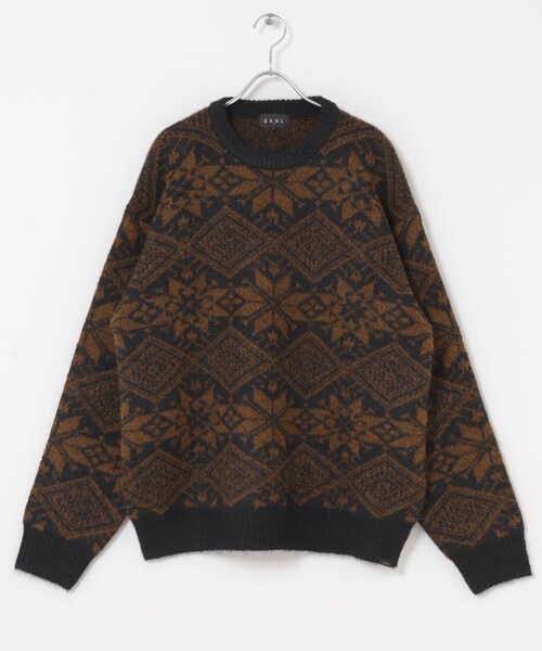 EKAL（エカル）の「ノルディックニットプルオーバー（ニット/セーター・メンズ・ブラウン/レッド・M/L）」の11枚目の写真
