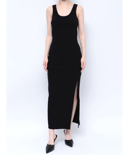 GYDA（ジェイダ）の「ノースリーブテレコスリットロングワンピース（ワンピース・レディース・ベージュ/ブラック/ライトグレー・F）」の4枚目の写真