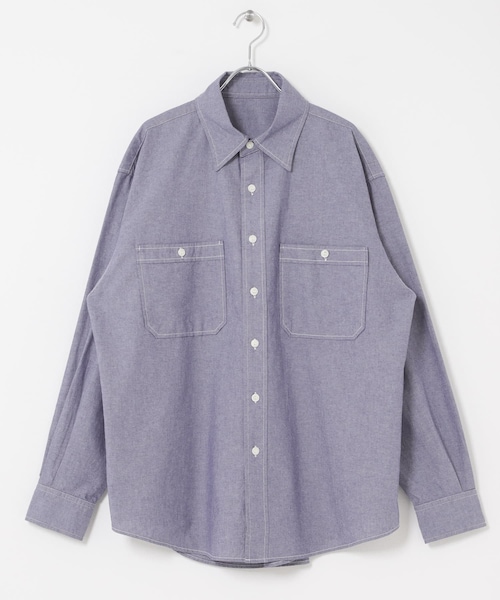 URBAN RESEARCH DOORS(アーバンリサーチドアーズ)の「FORK&SPOON ダブルポケットシャンブレーシャツ(シャツ/ブラウス・メンズ・IVORY/BLUE・4/5)」の4枚目の写真