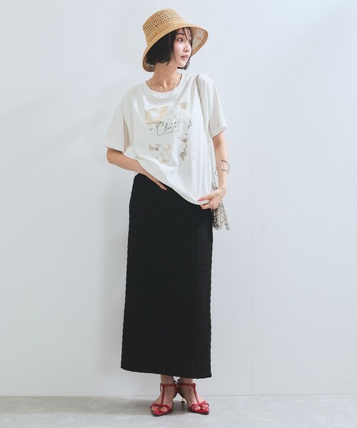 VIS(ビス)の「【接触冷感】箔グラフィックアートTシャツ(Tシャツ/カットソー・レディース・チャコール/ホワイト/ホワイト系・F)」の9枚目の写真