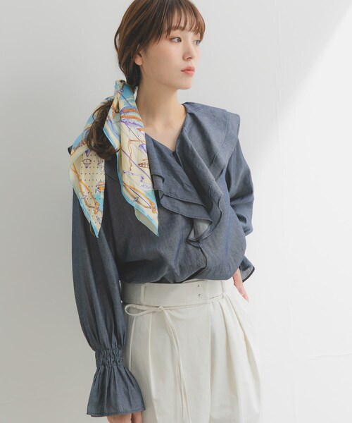 URBAN RESEARCH ROSSO（アーバンリサーチロッソ）の「manipuri　65ビットバルーン（バンダナ/スカーフ・レディース・LIGHTBLUE・-）」の5枚目の写真