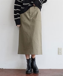 nissen | 大きいサイズすごのびストレッチツイルベイカーデザインミディー丈スカート（ゆったりヒップ）(スカート)