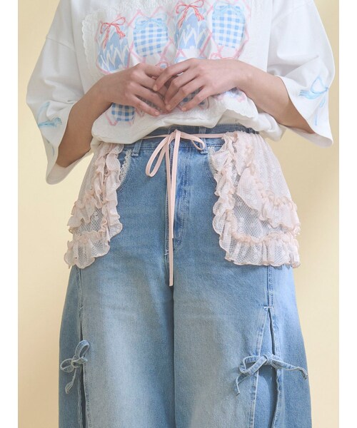 merry jenny（メリージェニー）の「sheer frill 2wayつけ襟（付け襟・レディース・オフホワイト/アイボリー/ピンク・F）」の11枚目の写真