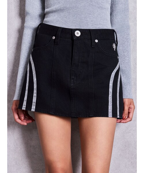 GYDA（ジェイダ）の「ハイウエストCURVE LINEスカートライクデニムショートパンツ（デニムスカート・レディース・ブラック/インディゴ・S/M）」の3枚目の写真