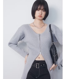 EMODA | フロントジップロングトップス(ニット/セーター)