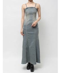 EVRIS | スタッズフレアデニムキャミワンピース(ワンピース)