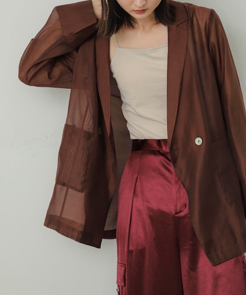 SENSE OF PLACE by URBAN RESEARCH（センスオブプレイスバイアーバンリサーチ）の「シアーテーラードジャケット（テーラードジャケット・レディース・BLACK/IVORY/BROWN・one）」の3枚目の写真