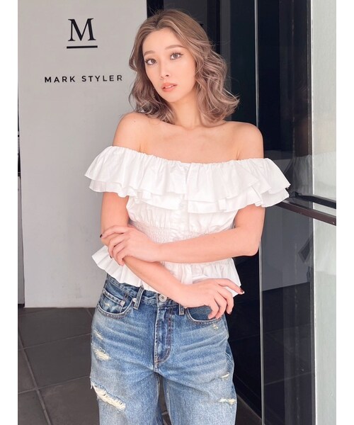 GYDA（ジェイダ）の「2WAYフリルオフショルブラウス（シャツ/ブラウス・レディース・オフホワイト/ブラック/ミックス・F）」の2枚目の写真