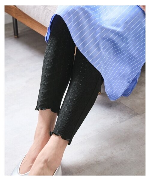 nissen（ニッセン）の「＜大きいサイズ＞カットワークデザインレギンス（パンツ・レディース・オフホワイト/黒・L/LL/3L/4L/5L/6L/8L/10L）」の11枚目の写真