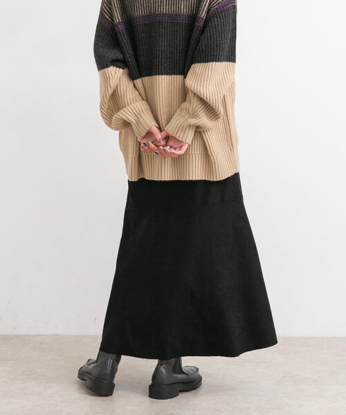 KBF（ケイビーエフ）の「カットオフ切替ロングスカート（スカート・レディース・CASSIS/L.BEIGE/BLACK・one）」の7枚目の写真