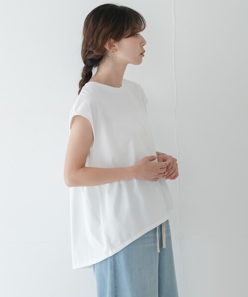 URBAN RESEARCH Sonny Label（アーバンリサーチサニーレーベル）の「接触冷感バックフレアフレンチTシャツ（Tシャツ/カットソー・レディース・オフ/チャコール/コーラルレッド・Free）」の6枚目の写真