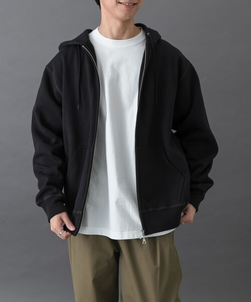 URBAN RESEARCH DOORS（アーバンリサーチドアーズ）の「FORK&SPOON　リサイクルコットン裏毛ジップフーディー（パーカー・メンズ・DARKPURPLE/BLACK・4/5）」の15枚目の写真