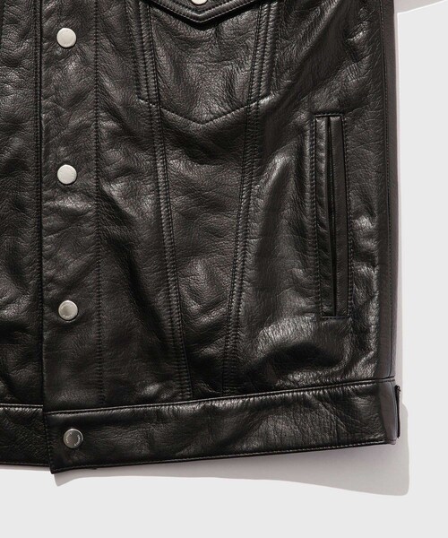 ADAM ET ROPE'（アダムエロペ）の「【A LEATHER/エーレザー】RUCKER JACKET(STANDARD)（ライダースジャケット・メンズ・ブラック・1/2/3）」の9枚目の写真