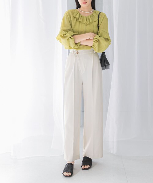 URBAN RESEARCH ROSSO（アーバンリサーチロッソ）の「ヘリンボーンラップストレートパンツ（その他パンツ・レディース・IVORY/CHARCOAL・36/38）」の5枚目の写真