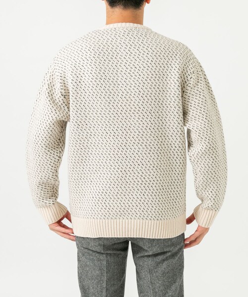 URBAN RESEARCH ROSSO（アーバンリサーチロッソ）の「『XLサイズあり』バーズアイ柄ヘンリーネックニット（ニット/セーター・メンズ・IVORY/BLACK/GREIGE/NAVY/GRAY・S/M/L/XL）」の7枚目の写真