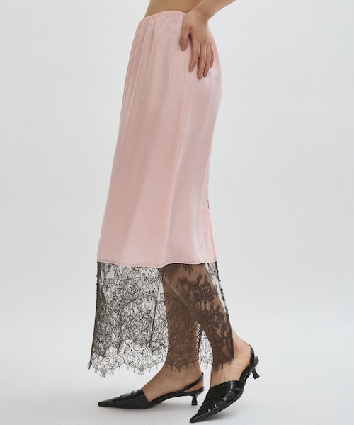 ADAM ET ROPE'（アダムエロペ）の「【EMOELLE】キュプラレースイージースカート（スカート・レディース・ダークブラウン/ピンク・F）」の14枚目の写真