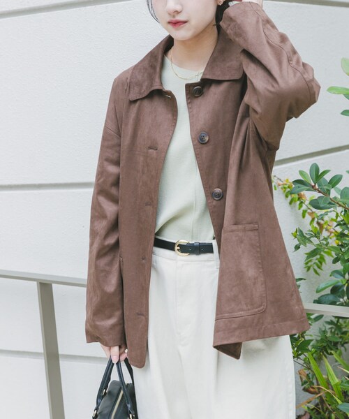 ITEMS URBANRESEARCH（アイテムズ アーバンリサーチ）の「フェイクスエードオーバージャケット（テーラードジャケット・レディース・BEG/BRN・Free）」の6枚目の写真