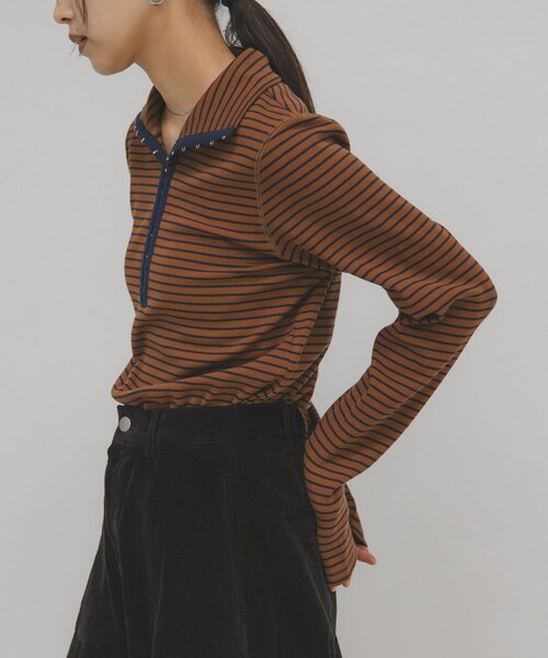 KBF（ケイビーエフ）の「タートルホックボーダートップス（Tシャツ/カットソー・レディース・IVORY×BLK/CCL×IVORY/BROWN×NVY・One）」の18枚目の写真