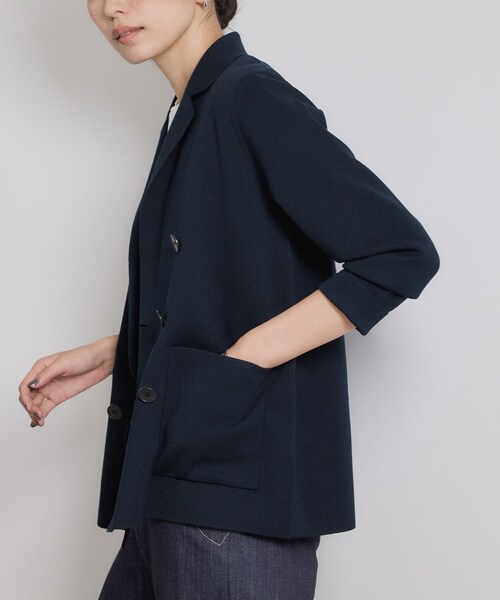 ROPE'（ロペ）の「ミラノリブ ニットダブルジャケット/イージーケア（テーラードジャケット・レディース・ベージュ/ネイビー・36/38）」の11枚目の写真