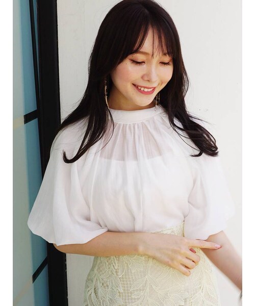 MERCURYDUO（マーキュリーデュオ）の「2WAYボリュームリボンブラウスキャミ付き（シャツ/ブラウス・レディース・オフホワイト/ベビーピンク/ブラウン・F）」の18枚目の写真