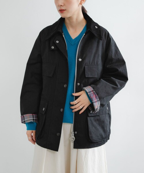 URBAN RESEARCH(アーバンリサーチ)の「『別注』Barbour / URBAN RESEARCH BEDALE(テーラードジャケット・レディース・black/beige・FREE)」の4枚目の写真