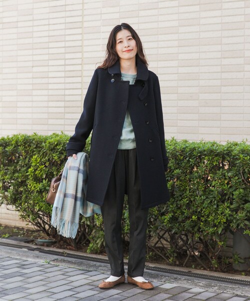 URBAN RESEARCH DOORS(アーバンリサーチドアーズ)の「ショールカラー2WAYロングコート(テーラードジャケット・レディース・CAMEL/NAVY・S/M)」の9枚目の写真