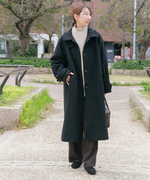ITEMS URBANRESEARCH（アイテムズ アーバンリサーチ）の「尾州ウールスタンドカラーコート（テーラードジャケット・レディース・G.BEG/BLK/CHK・Free）」の18枚目の写真