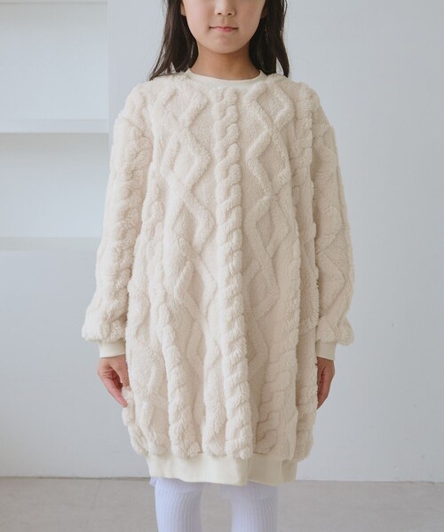 ROPE' PICNIC（ロペピクニック）の「【KIDS/キッズ】ケーブルボアワンピース（ワンピース・キッズ・キナリ/ブラウン・120/130/140/150）」の18枚目の写真
