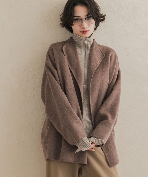 URBAN RESEARCH DOORS(アーバンリサーチドアーズ)の「ウールリバーミドルガウンコート(テーラードジャケット・レディース・杢BROWN/杢L.GREGE/CHECK・Free)」の9枚目の写真