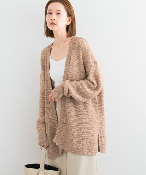 URBAN RESEARCH ROSSO（アーバンリサーチロッソ）の「透かし編みミドルカーディガン（カーディガン/ボレロ・レディース・gray/camel・FREE）」の2枚目の写真