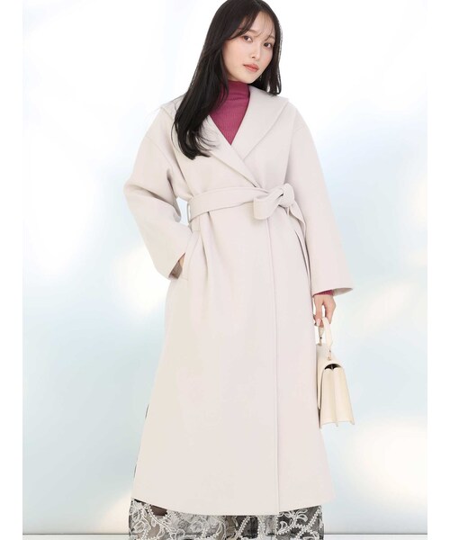 MERCURYDUO（マーキュリーデュオ）の「ショールカラーロングコート（チェスターコート・レディース・アイボリー/ミントグリーン/ラベンダー/ベージュ・S/M）」の7枚目の写真