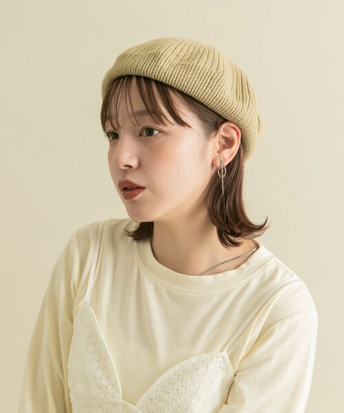 KBF(ケイビーエフ)の「ニットベレー帽(ハンチング/ベレー帽・レディース・CHARCOAL/BEIGE・one)」の11枚目の写真